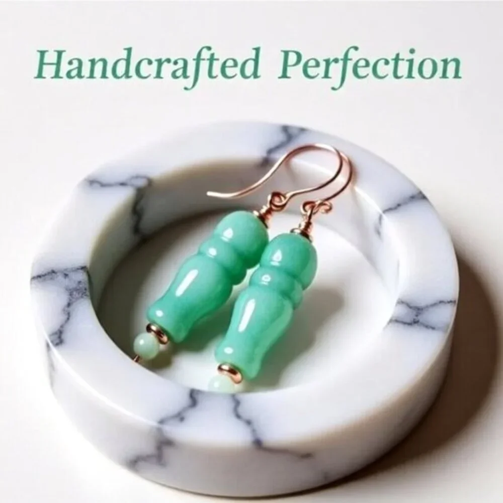 Sculpted Serenity! Green Agate & Copper Hammered Earwires - OOAK EARCANDY!!!